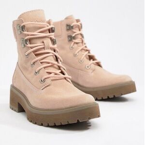 Timberland Carnaby Cool Mid Boots, Women’s Size 8, Light Pink Suede, Lug Sole